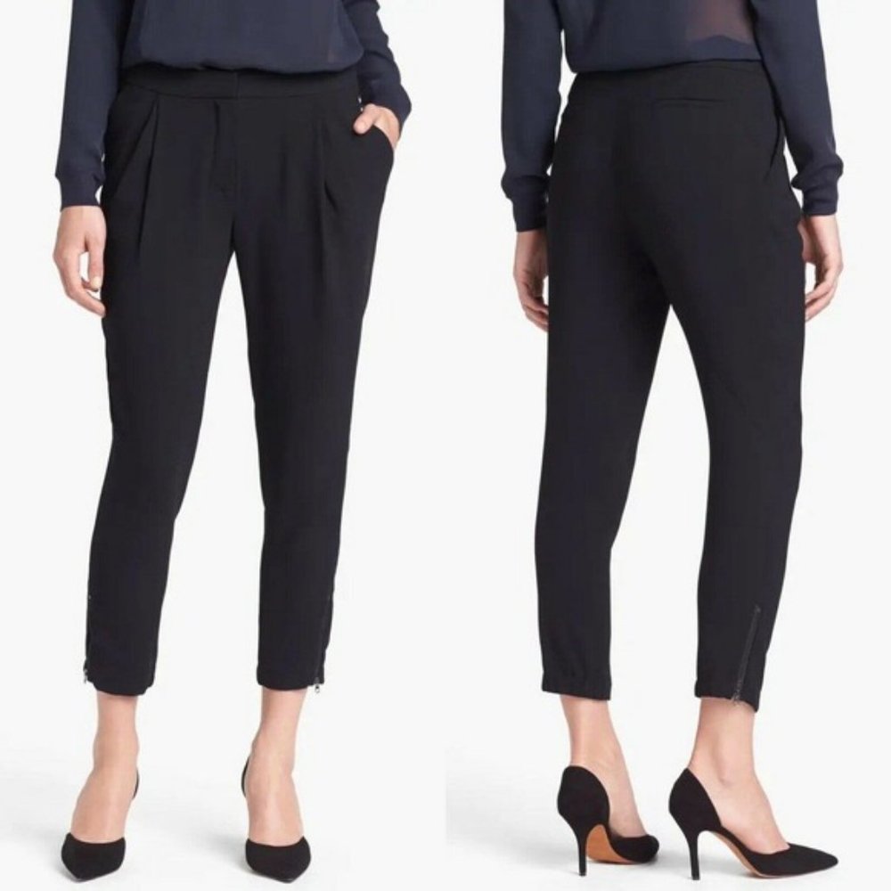 Vince Cropped Harem Ankle Tapered Trousers Pants Black